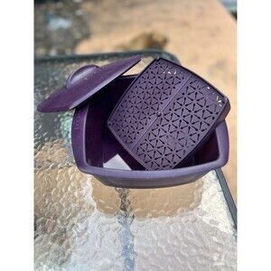 Epicure Multipurpose Steamer - 3 Piece Silicone  Deep Purple Microwave Casserole